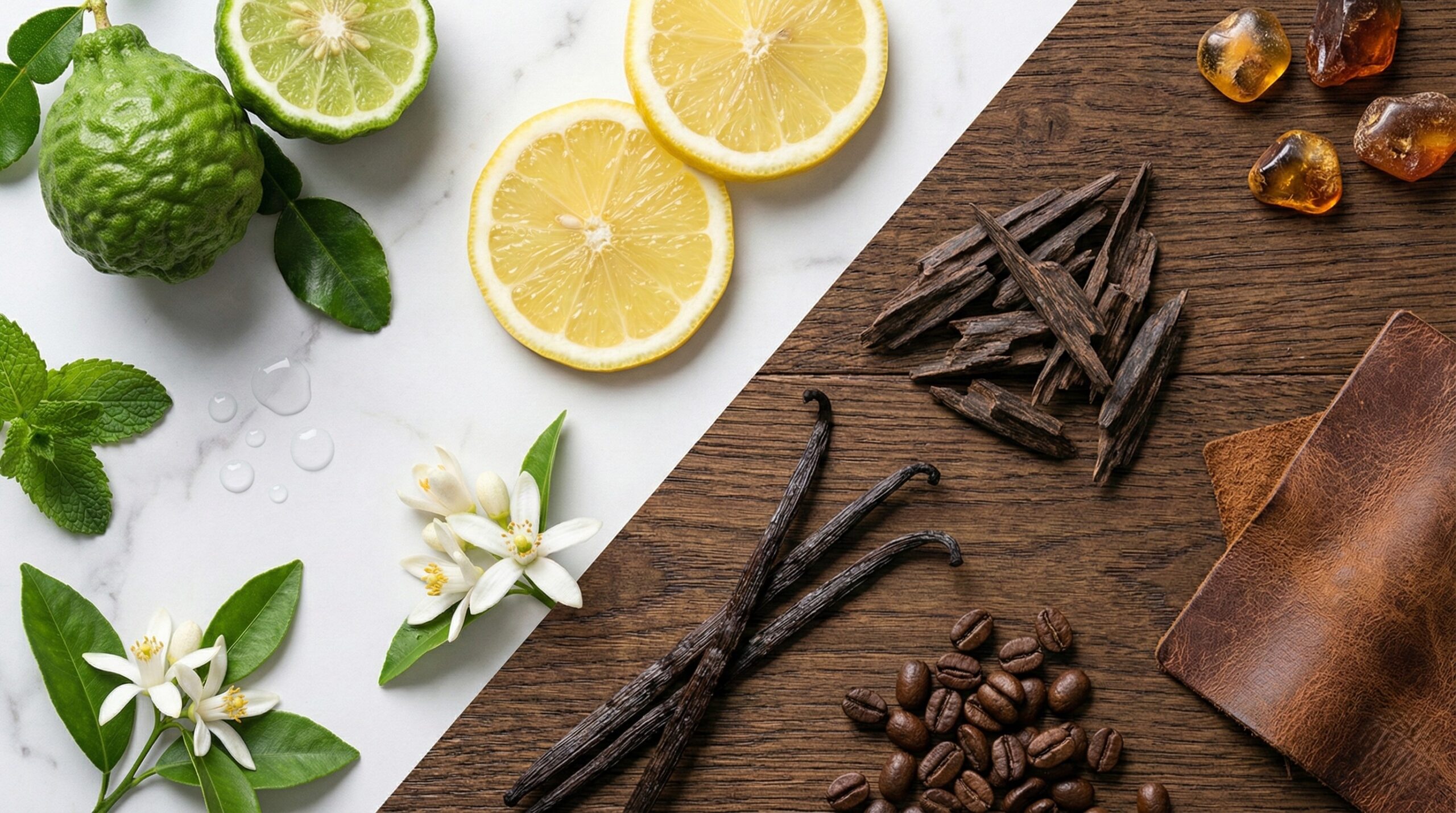مقارنة بين العطور الصيفية المنعشة والعطور الشتوية الدافئة.