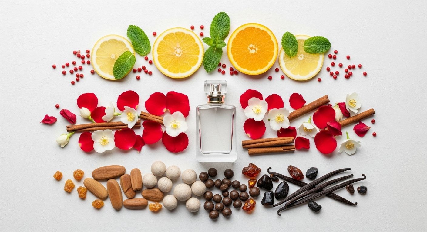 مخطط الهرم العطري ومكونات العطور