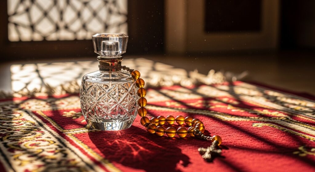 زجاجة عطر خفيفة تناسب نهار رمضان.